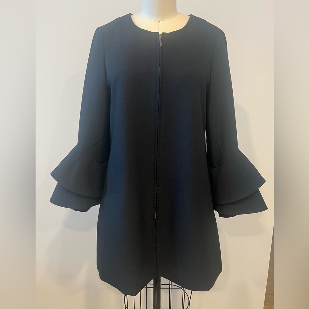 New Alfani Black Long Sleeve Coat with Ruffle Cuffs